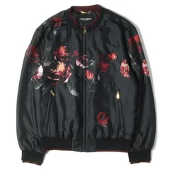 美品 DOLCE&GABBANA ドルチェ&ガッバーナ ジャケット フラワー 総柄 シルク サテン ジップ ブルゾン 中綿ジャケット ブラック 黒 44 アウター ブランドのサムネイル