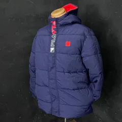 新品タグ付き FILA LOGO PUFFER フィラ キッズ ナイロンジャケット Lサイズ 14/16 ネイビーxレッド　 #61715 / 900620のサムネイル
