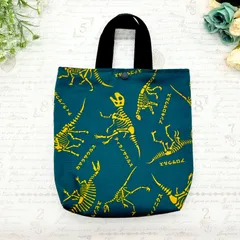 お道具袋　小さめ　レッスンバッグ　入園　入学　小学校　　男の子　女の子　恐竜　レックス　緑