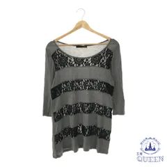 ☆美品☆ 22 OCTOBRE ヴァンドゥーオクトーブル ワンピース ミニ丈 ボーダー Uネック 長袖 シースルー レディース グレー ブラック 901-4707 送料無料 古着