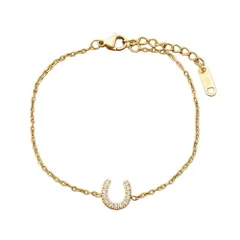 【ゴールド×ワンサイズ】[Cream dot. クリームドット公式] ブレスレット レディース ステンレス製 金属アレルギー つけっぱなし サージカルステンレス チェーン 馬蹄 ビジュー ホースシュー 大人 上品のサムネイル