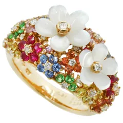 指輪ルビー 、イエロー グリーン サファイア、 K18 マルチカラーいしだ壱成