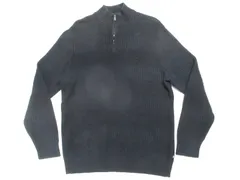 CHAPS 柄入りハーフジップセーター L 黒 USA古着 コットンニット