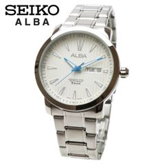 SEIKO セイコー ALBA アルバ AT2015X1 クォーツ メンズ ビジネス アナログ 曜日 日付 デイデイト カレンダー ホワイト シルバー ステンレスベルト ブレスレット 時計 腕時計 男性