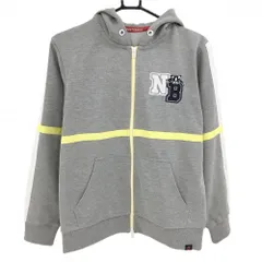 【超美品】ニューバランスゴルフ ジップパーカー グレー×イエロー ボストンテリア刺しゅう レディース 2(L) ゴルフウェア New Balance