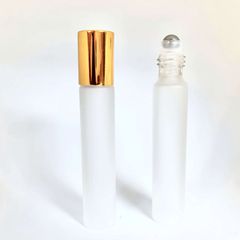 【ロールオンボトル】10ml ×1本 ゴールドキャップ 高級 フロスト加工 乳白色 遮光瓶 ガラス製 化粧水 容器 美容液 香水 詰替え用 詰替 旅行