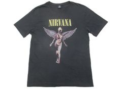 NIRVANA ニルヴァーナ イン・ユーテロ プリントTシャツ L 黒 USA古着 ロックT バンドT