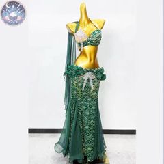 ベリーダンス バラディドレス グリーン 薔薇 - メルカリ