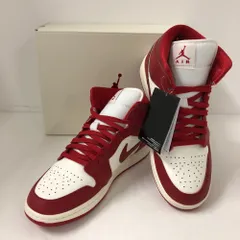 08w11657 ナイキ NIKE  ナイキ ウィメンズ エア ジョーダン 1 ミッド クラックド メタリック レッド HJ9337-106 27.5cm  スニーカー  【中古品】