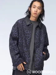 WOODENDOLL コーチジャケット レオパード柄 衿切替 フルジップ ジャケット メンズ 韓国ファッション トップス アウター ブルゾン秋冬 パープル