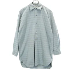 Ackermann 50s 60s グランパ ヴィンテージ ハーフボタン チェック柄 長袖 シャツ 38 青系  メンズ 【中古】  【230419】