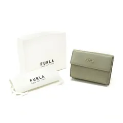 フルラ FURLA バビロン 三つ折り財布 レザー ミディアムウォレット コンパクトウォレット ミニ財布 コインケース レディース グレー 美品 中古 maq12002