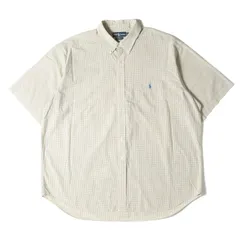 RALPH LAUREN ラルフローレン シャツ サイズ:XXL ポニー 刺繍 チェック ボタンダウン 半袖 シャツ BLAKE 90s B.D ワンポイント オーバーサイズ 90年代 イエロー ネイビー トップス カジュアルシャツ アメカジ 古着