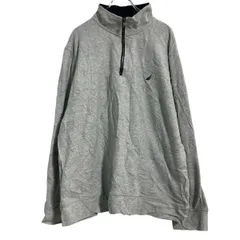 NAUTICA ロゴスウェット トレーナー XXL グレー ノーティカ ハーフジップ 裏起毛 ビッグサイズ 古着卸 アメリカ仕入 a702-7611