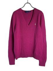 【中古】RALPH LAUREN ラルフ ローレン Ｖネック　薄手ニット　セーター ピンク Ｍ 44836751