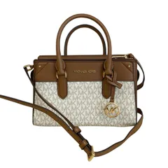◇ MICHAEL KORS  マイケルコース 2WAYハンドバッグ ジェットセット サッチェルスモール 35H1G9MS2B オフホワイト ブラウン PVC レザー PAWNSHOPRiZ パウンショップリズ