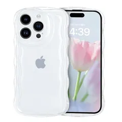 VENINGO iPhone 14 Pro ケース クリア かわいい ウェーブ おしゃれ TPU+PC 韓国 可愛い アクキー アクスタディスプレイ スマホケース いphone14pro ケース 人気 シンプル 滑り止め 薄型 軽量 耐衝撃 指紋防止 レン 1