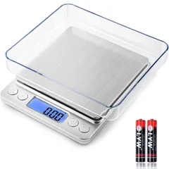 YUUICHI コンパクトデジタルスケール 0.1gから3000gまで計量可能 はかり デジタル 測り 料理 調理 お菓子作り 封筒 レタースケール 風袋引き 計量はかり 日本語取扱説明書付き　電池付き