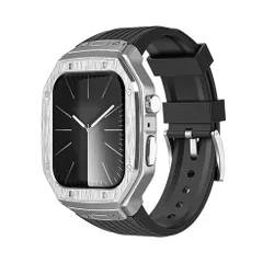 アップルウォッチバンド（Apple Watchバンド）プレミアムメタルバンド【シルバー×ブラックベルト】44mm/45mm対応 [BELTIES]