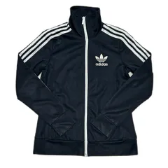 ★adidas★アディダス トラックジャケット ファイヤーバード ジャージ 黒 ブラック トレフォイルロゴ 白色ライン キスマーク