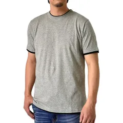 重ね着風 Tシャツ 《杢グレー》 新品 未使用 メンズ 半袖 フェイクレイヤード Wネック 【A9Q】【メール便2】 ファッション