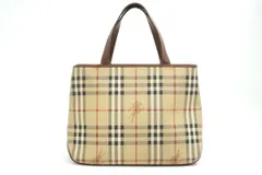 バーバリー ノバチェック ハンドバッグ トート シャドーホース トーマスチェック PVCレザー 茶 ブラウン Burberry 2705h