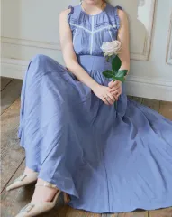 Her lip to ハーリップトゥ Back Lace-Up Cotton Long Dress ワンピース ドレス レース リボン 1222305119 青 ブルー Mサイズ レディース 夏 ゴーゴー古着マルイ北千住店 23 No.90