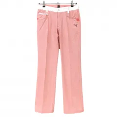 プーマ パンツ ピンクオレンジ×白 細ストライプ ストレッチ USPDRY  レディース 72 ゴルフウェア PUMA