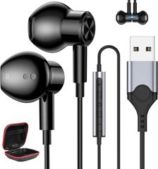 MACLE イヤホン USB マイク付き PC パソコン用 イヤホン 有線 ヘッドセット 磁気設計 通話対応 HIFI音質 音量調整 2.3M長 Type-A テレワーク/Web会議 在宅勤務 ゲーミング用 イヤフォン usb接続 wind
