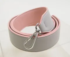 柔らかいフェイクレザー使用リバーシブルカラーストラップ（3.5cm幅）（グレー/ピンク）