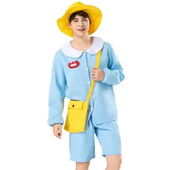 新品 [DECEED] 幼稚園児 コスプレ衣装 男性 大人 ようちえん 制服 メンズ 保育園 仮装 ハロウィン コスチューム 上着＋パンツ＋帽子＋バッグ＋名札 5点セット
