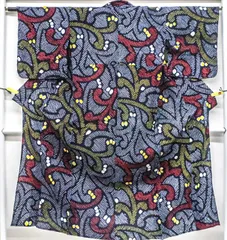 【京松】【着物】 浴衣 昭和レトロ 有松絞り 植物文 身丈約153cm 裄丈約63cm r7z05-442