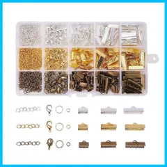 【迅速発送】PandaHall アクセサリーパーツ 金具セット 約420入り 紐止め 留め具 エンドパーツ ワニ口 カニカン 丸カン マルカン ジャンプリング リボンエンド 基礎パーツ 金具セット 金具キット パーツ ジュエリー DIY用 混合色