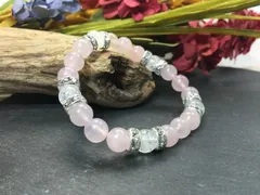 パワーストーン ブレスレット ローズクォーツ&クラック水晶 天然石 8mm（ゴールド）レディース 女性  数珠ブレス 開運 プレゼント ギフト  [4]