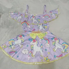 【新品】 130cm　キッズ　水着　ビキニ　ユニコーン　パープル　セパレート①