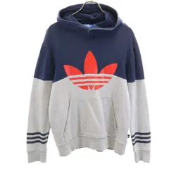 adidas Originals アディダスオリジナルス トレフォイルロゴ 長袖 スウェットパーカー L ネイビー メンズ 古着