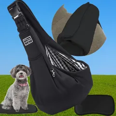 犬 抱っこ紐 【ペットもご機嫌におでかけ】 ペットキャリー 猫 リュック ペット ベッド スリング 小型犬 肩パッド 底板付き (ブラック) [ブラック]