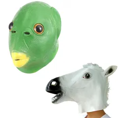 [UTST] 馬 被り物 魚人 マスク おもしろマスク アニマルマスク ウマ お面 変装 仮面 コスプレマスク (白馬＋緑魚) [白馬＋緑魚]