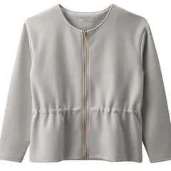 レディース ノーカラー ジャケットグレー  Mサイズ