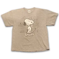 【XL】PEANUTS スヌーピー ヴィンテージ調 プリントTシャツ グレー USA古着風 M&O Knits【古着】A24