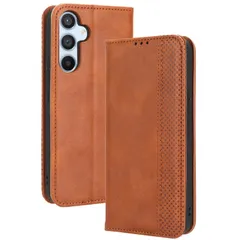Galaxy A55 5G ケース 手帳 SC-53E SCG27 チェック柄 合革 レトロ 手帳 ケース 【Color】キャメル