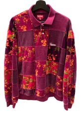 シュプリーム SUPREME 21AW floral patchwork velour フローラル パッチワーク ポロシャツ  ロンT 花・植物 マルチカラー Mサイズ 104MT-307