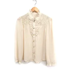 ミッシュマッシュ MISCH MASCH シフォン シャツ ブラウス 長袖 フリル レース 38 ライトベージュ /FT21