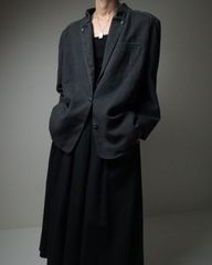 -1980s stand out collar × piping felt tailored jacket 70年代 80年代 スタンドアウトカラー パイピング バージンウール フェルト シングルブレステッド テーラードジャケット チャコールグレー