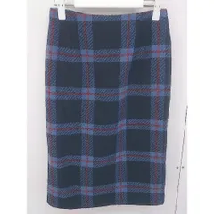 ◇ ROPE PICNIC ロペピクニック チェック スリット 膝下丈 タイト スカート サイズ36 ネイビー ブルー レディース  【中古】 【1206090001845】