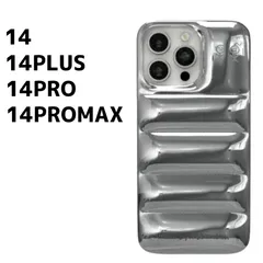 iPhone14 14PLUS 14PRO 14PROMAX ケース スマホカバー ダウンジャケット シルバーのサムネイル