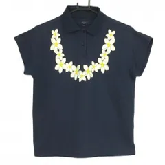 キャロウェイ 半袖ポロシャツ ネイビー×白 花  レディース M ゴルフウェア Callaway