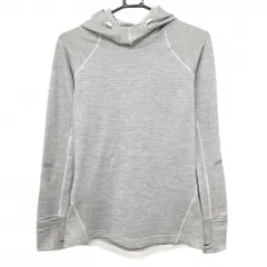 【超美品】ニューバランス 長袖Tシャツ 杢ライトグレー パーカー風 ロゴ 裏微起毛  レディース S ゴルフウェア New Balance