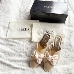 未使用　FOXEY フォクシー  リボン ミュール パンプス 36 23-23.5位　保管品
