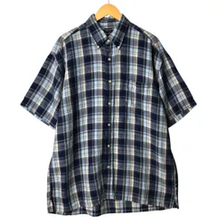 古着 00年代 ノーティカ NAUTICA チェック柄 半袖 リネンシャツ メンズXL相当 ボックスシャツ/eaa566917
